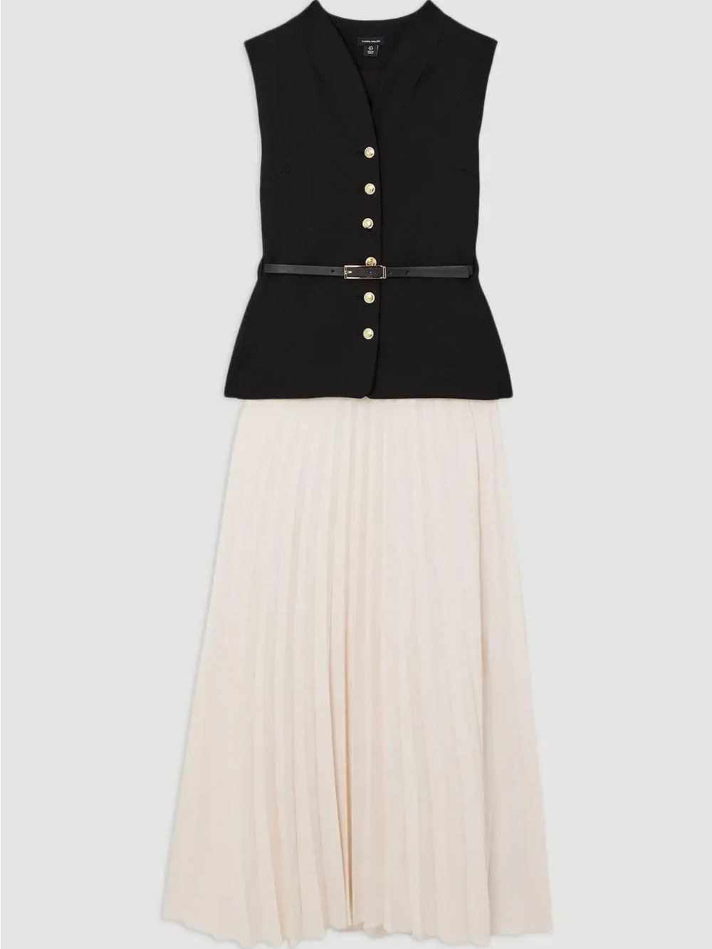 Karen Millen Pleated Maxi Skirt in Cream